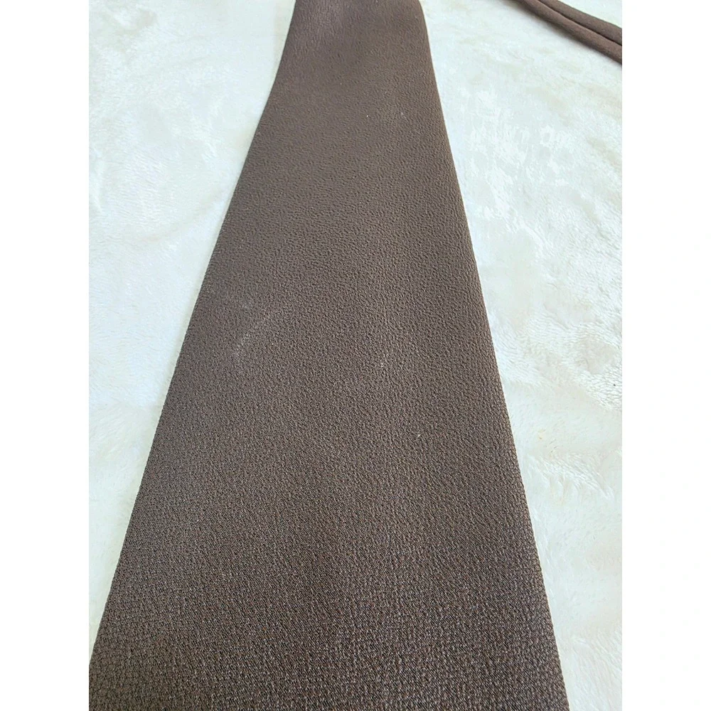 Vintage 70s Mens Dark Brown Textured Knit Polyester Necktie Solid Retro RN 29112